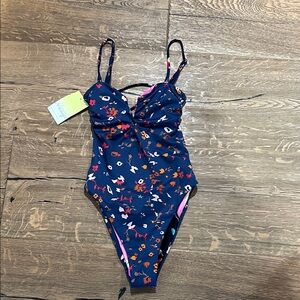 Maaji One Piece Swimsuit - Navy‎ with Multicolor Floral reversible small